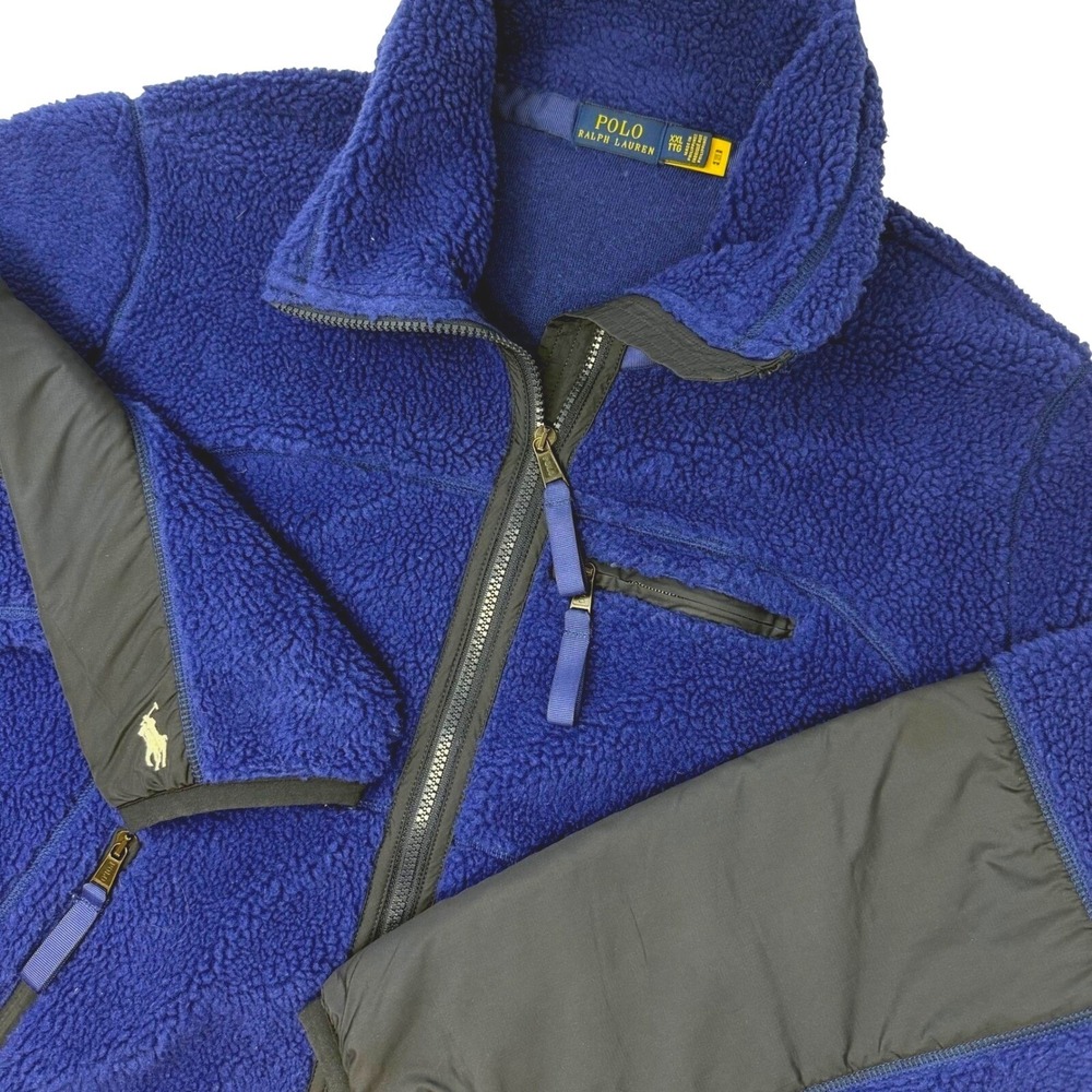 Polo Ralph Lauren Sherpa Fleece Full Zip Jacket Womens XXL‎ Royal Navy Mock Neck